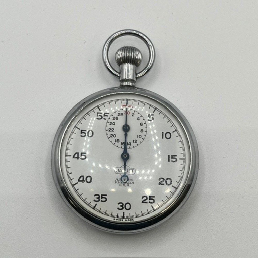 Vintage Jaquet Stopwatch A.H.T. Co Philada Swiss Made Mechanical Timer Silver